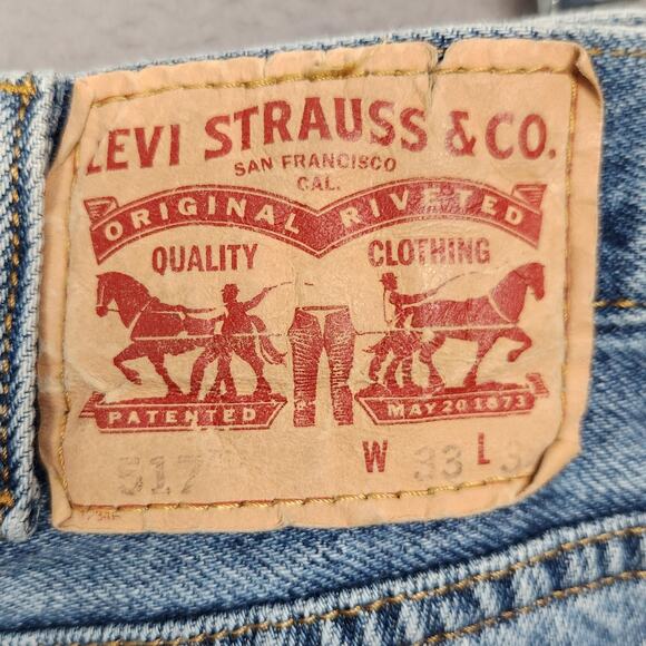 Levis 517 Jeans Mens 33x30 Light Blue Boot Cut Denim Light Wash Zip Fly Classic - Picture 11 of 15